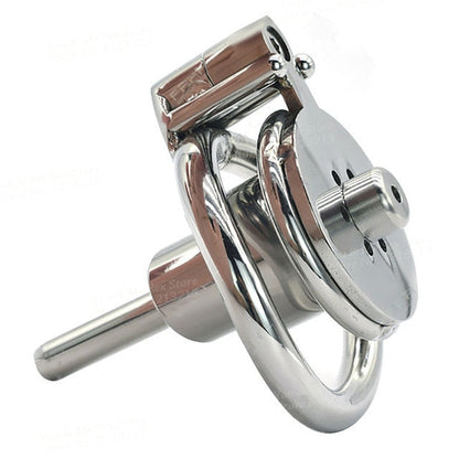 Inverted Chastity Cage with Metal Urethral Catheter - Type B - SpikedChastity