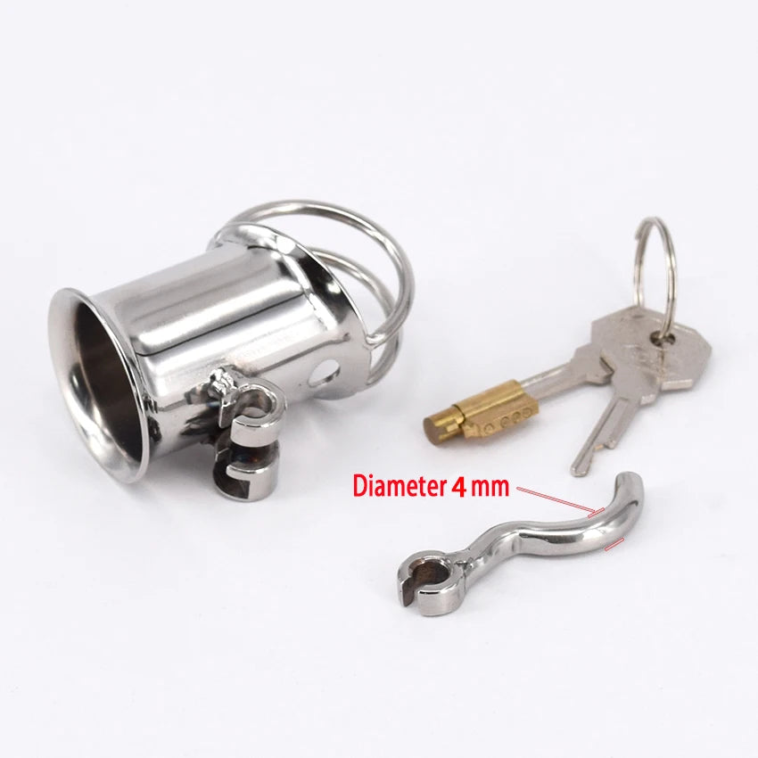 Stainless Steel PA Chastity Cage Small Penis Piercing Sleeve - SpikedChastity