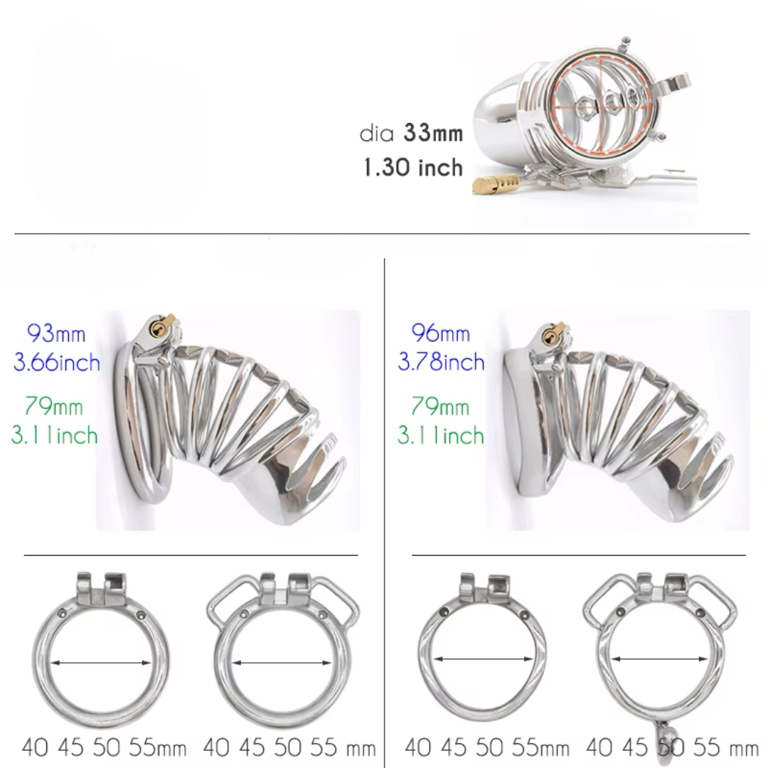 Cage de chasteté creuse à pointes avec ouverture et sangle pour urine sauvage