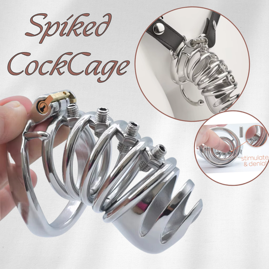 Hollow Spiked Chastity Cage with Wild Urine Opening and Strap