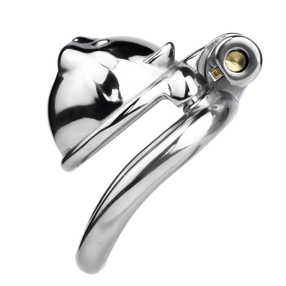Lucky Cat Chastity Cage for Men Silver/Gold Smooth Stainless Steel Restraint for Sexual Control