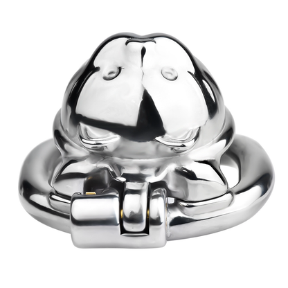 Lucky Cat Chastity Cage for Men Silver/Gold Smooth Stainless Steel Restraint for Sexual Control