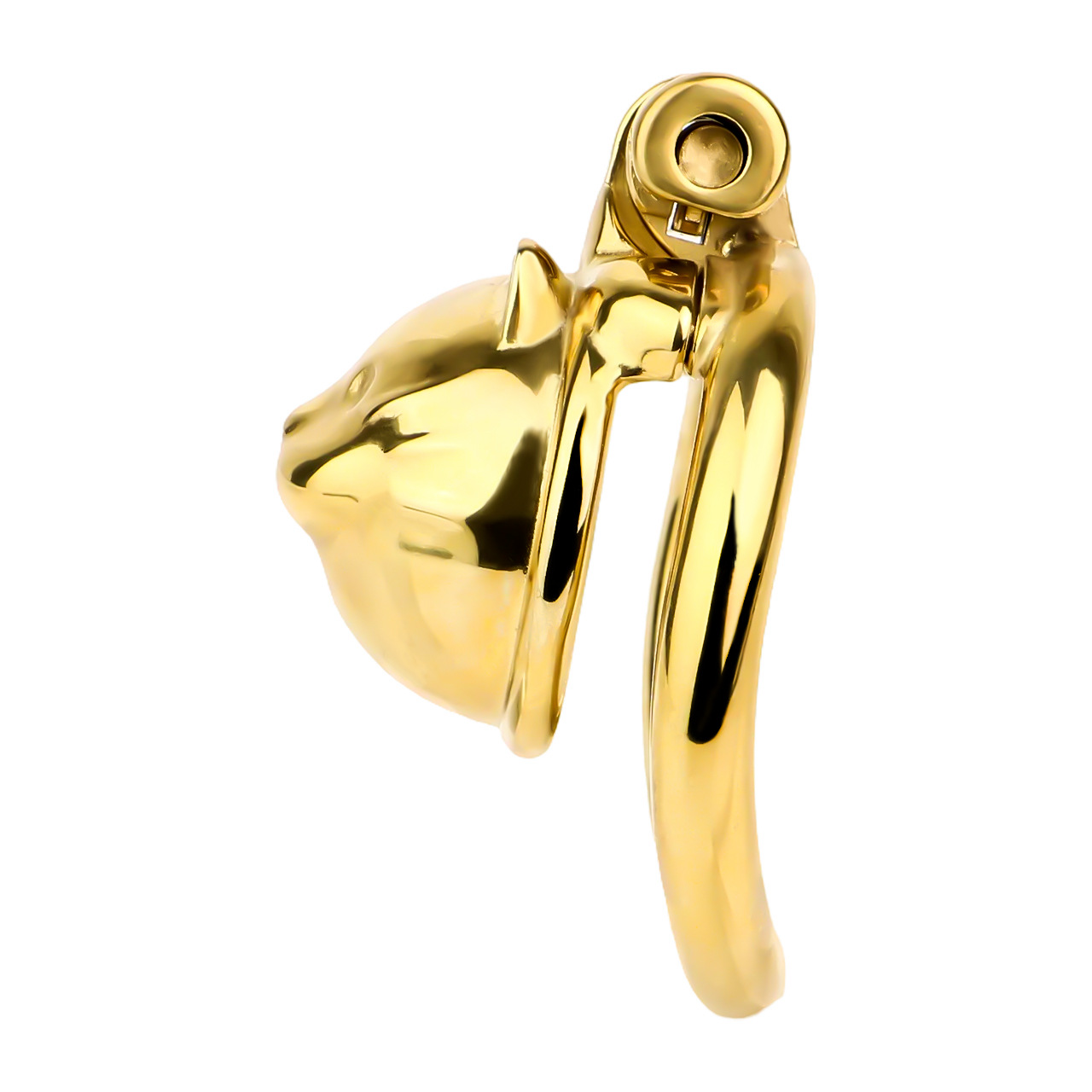 Lucky Cat Chastity Cage for Men Silver/Gold Smooth Stainless Steel Restraint for Sexual Control