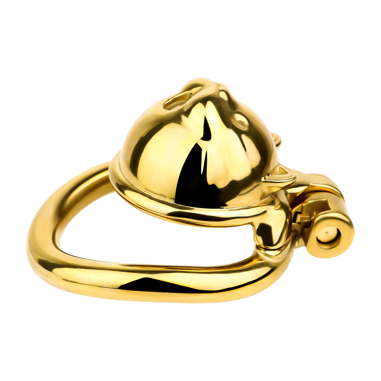 Lucky Cat Chastity Cage for Men Silver/Gold Smooth Stainless Steel Restraint for Sexual Control