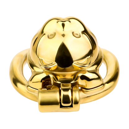 Lucky Cat Chastity Cage for Men Silver/Gold Smooth Stainless Steel Restraint for Sexual Control