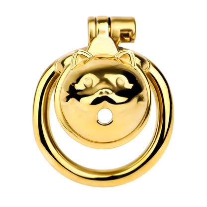 Lucky Cat Chastity Cage for Men Silver/Gold Smooth Stainless Steel Restraint for Sexual Control