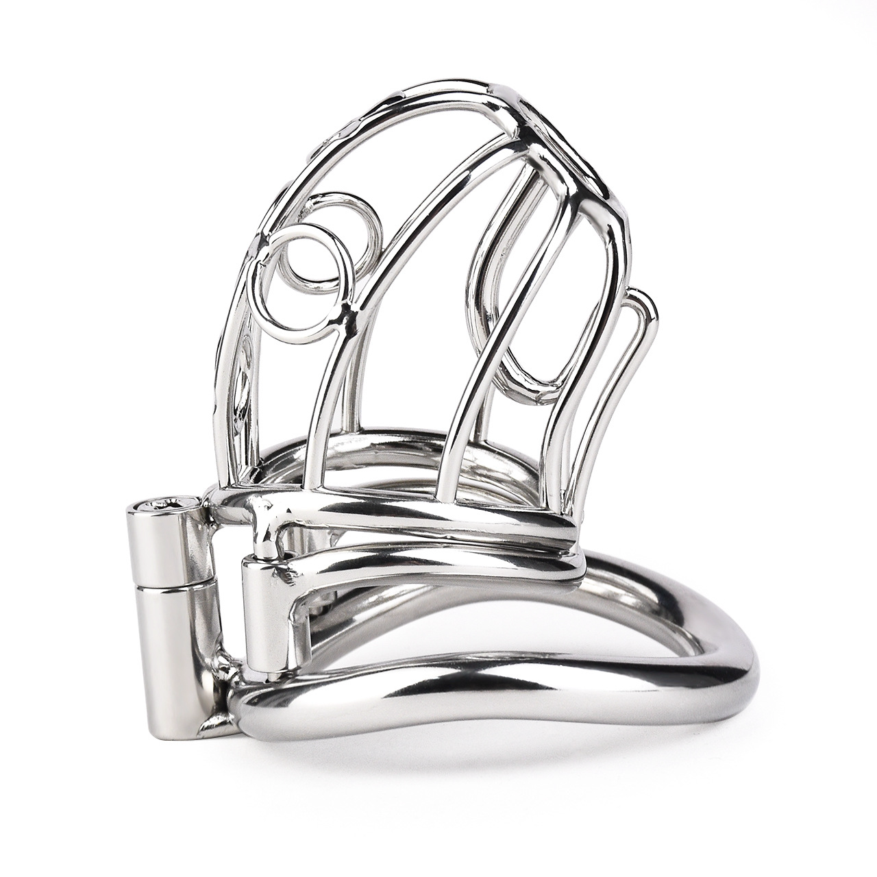 Metal PA Chastity Cage with Strap Prince Albert BDSM Cock Cage Sex Sadism