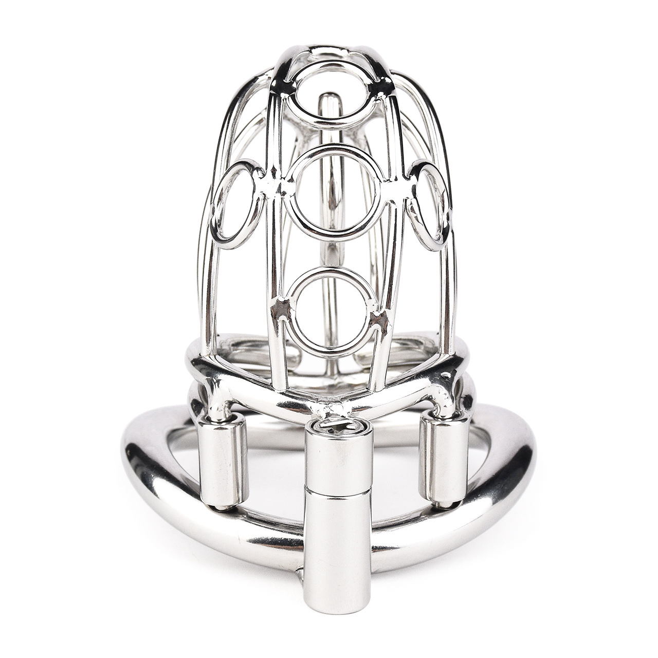 Metal PA Chastity Cage with Strap Prince Albert BDSM Cock Cage Sex Sadism