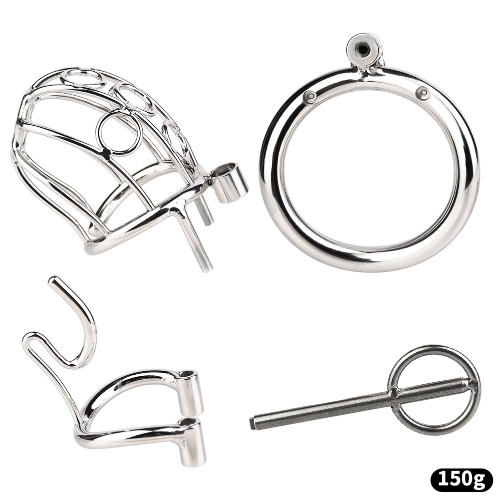 Metal PA Chastity Cage with Strap Prince Albert BDSM Cock Cage Sex Sadism