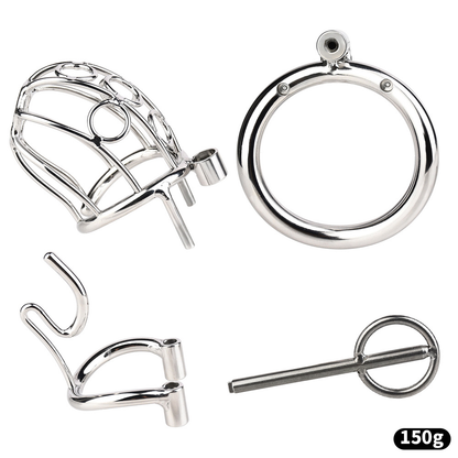 Metal PA Chastity Cage with Strap Prince Albert BDSM Cock Cage Sex Sadism