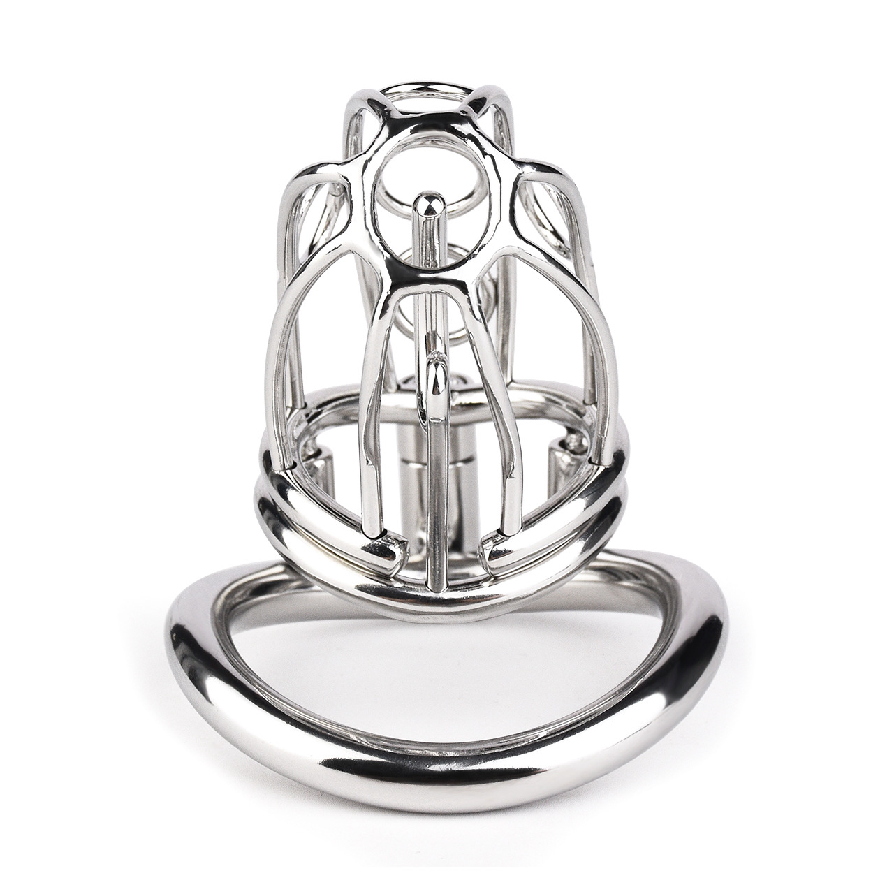 Metal PA Chastity Cage with Strap Prince Albert BDSM Cock Cage Sex Sadism