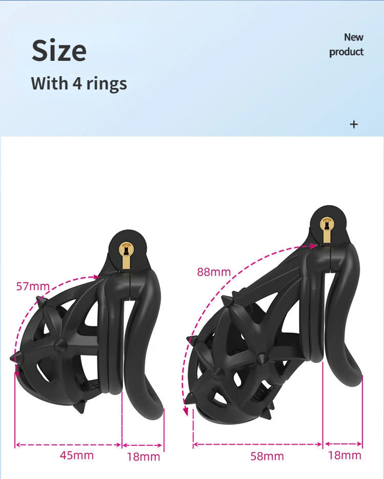 3D Printed Chastity Cage with Spikes Lightweight Secure Cock Cage - SpikedChastity