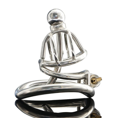 Small Chastity Cage with Metal Catheter - SpikedChastity