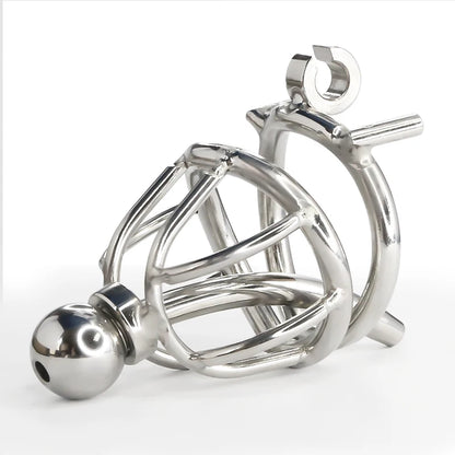 Small Chastity Cage with Metal Catheter - SpikedChastity