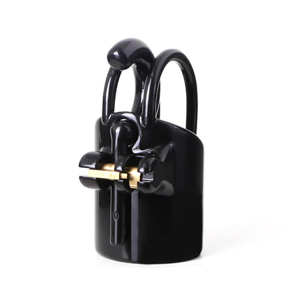 PA Lock Prince Albert Chastity Cage - Black/Pink/White - SpikedChastity