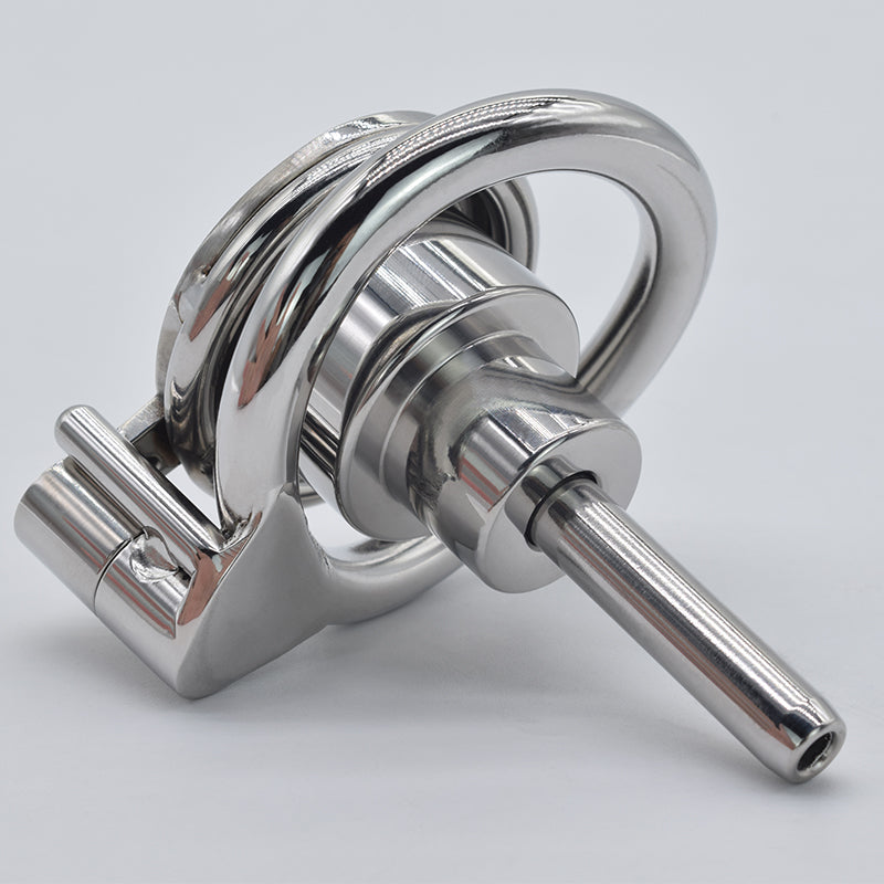 Inverted Chastity Cage with Metal Urethral Catheter - Type B - SpikedChastity