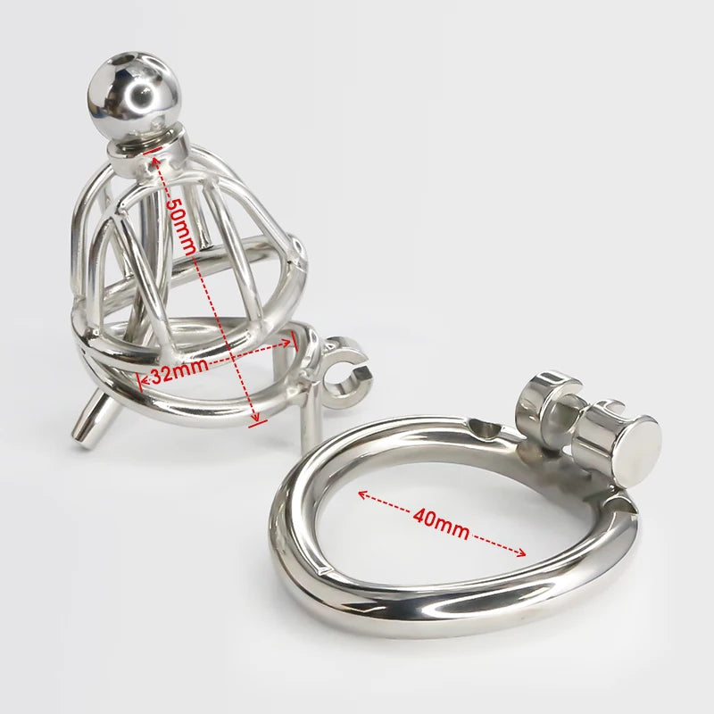 Small Chastity Cage with Metal Catheter - SpikedChastity