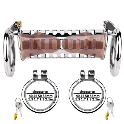 Stainless Steel Dual Cock Cage for Gay Couples’ BDSM Play Chastity Training Tool