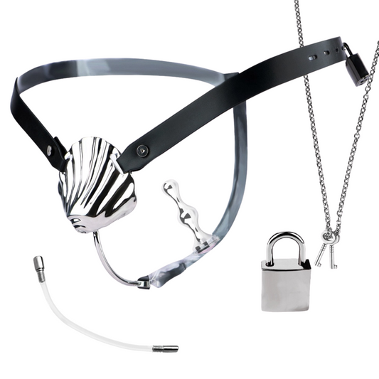 Shell Cage Chastity Set with Catheter and Butt Plug