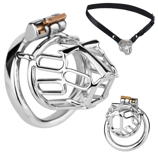 Cross Crown Metal Chastity Cage