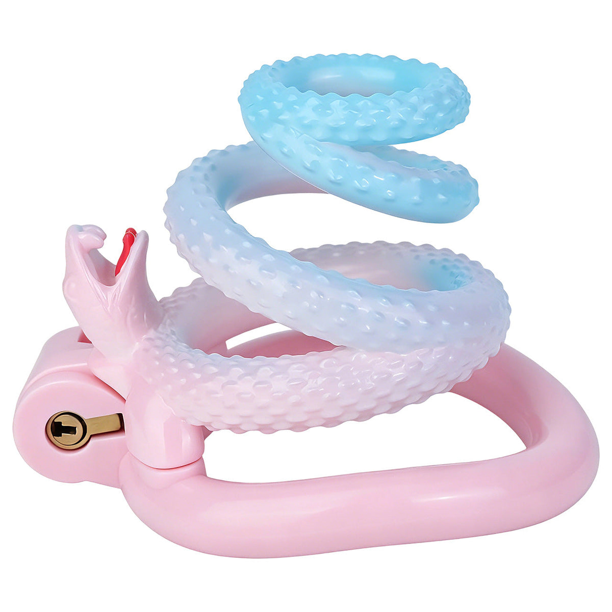 Fantasy Snake Chastity Cage - Light Pink & Blue Gradient Natural ABS Resin Cock Cage Penis Lock