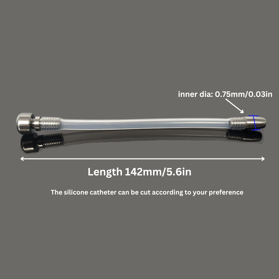 Cage de chasteté en métal respirant avec pointes à vis et cathéter en silicone