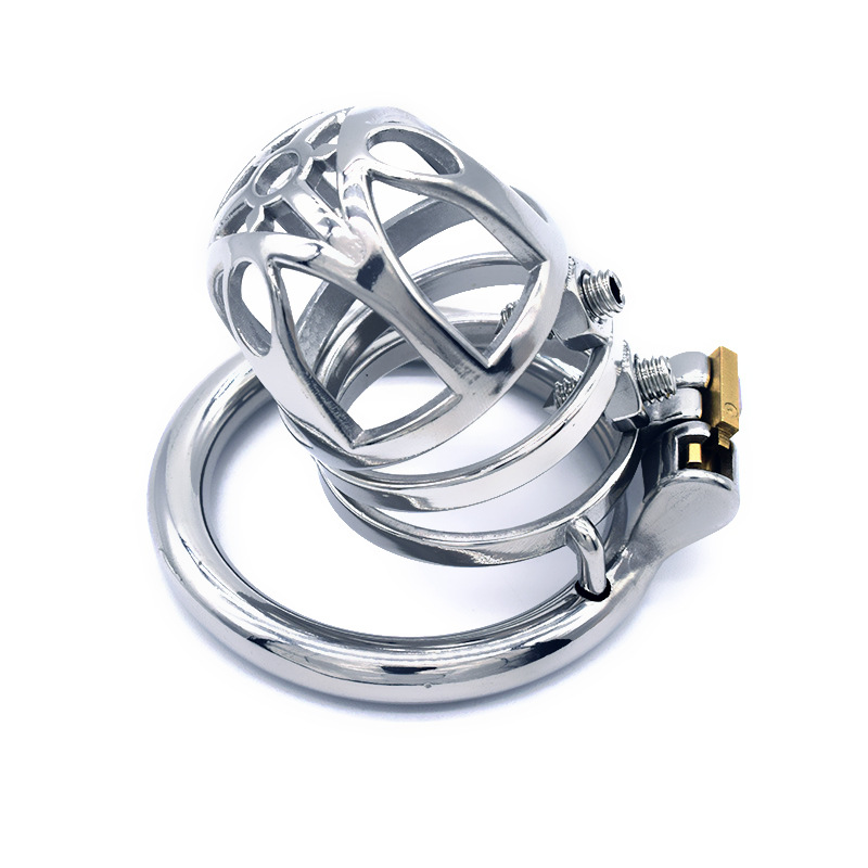 Breathable Metal Chastity Cage with Screw Spikes and Silicone Catheter