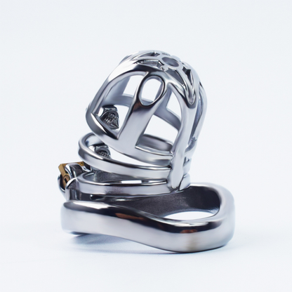 Breathable Metal Chastity Cage with Screw Spikes and Silicone Catheter