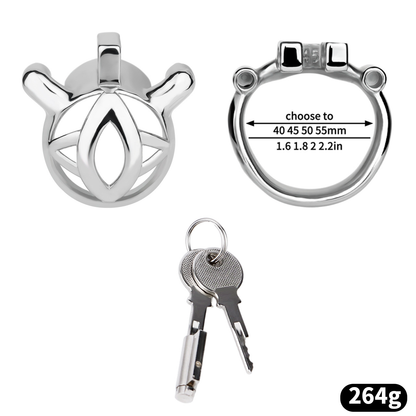 Micro Metal Chastity Cage with Easy-Pee Hole and Silicone Pussy Catheter