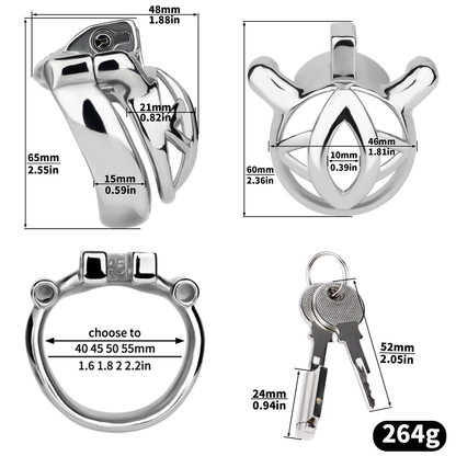 Micro Metal Chastity Cage with Easy-Pee Hole and Silicone Pussy Catheter
