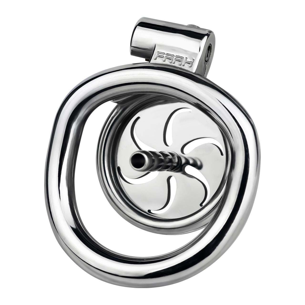 Flat Metal Male Chastity Cage with Strap and Catheter Ventilated Cock Lock