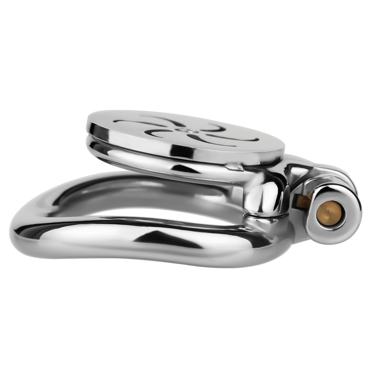 Flat Metal Male Chastity Cage with Strap and Catheter Ventilated Cock Lock