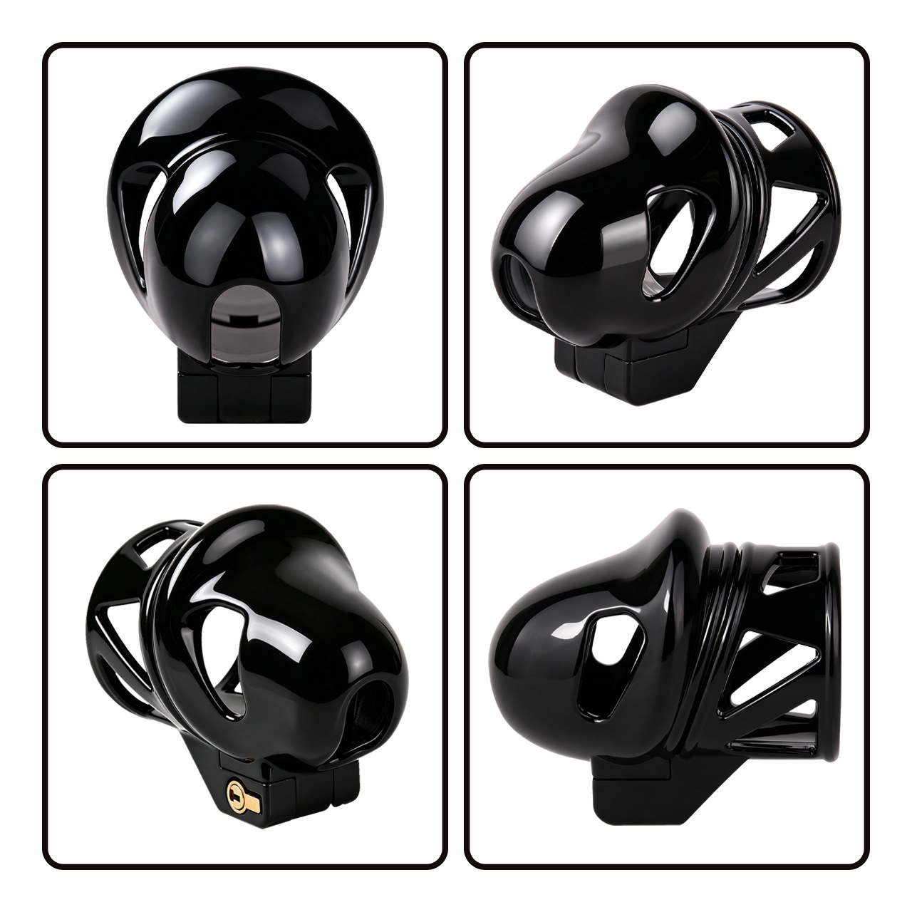 Black Glans Chastity Lock Male Cock Cage BDSM Penis Restraint Devices
