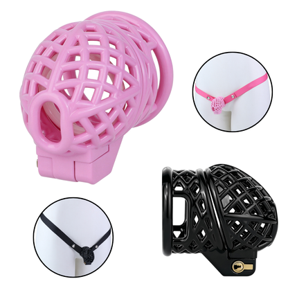Dispositif de chasteté noir et rose à verrouillage pour gland pour homme
