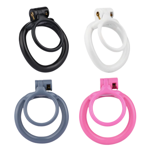 Lockable Resin Cock Ring Chastity Cage – Lightweight Penis Lock Blue/Black/Pink/White