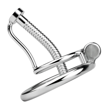 Men's Stainless Steel Chastity Cage with Urethral Catheter and Removable Cap