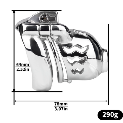 Metal Cobra PA Chastity Cage with PU Strap Prince Albert Penis Piercing BDSM Cock Cage