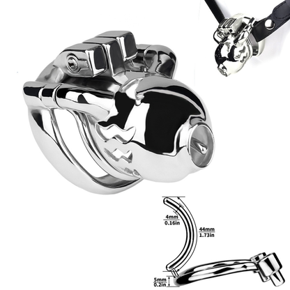 Metal Cobra PA Chastity Cage with PU Strap Prince Albert Penis Piercing BDSM Cock Cage