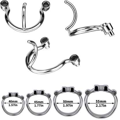Metal Cobra PA Chastity Cage with PU Strap Prince Albert Penis Piercing BDSM Cock Cage