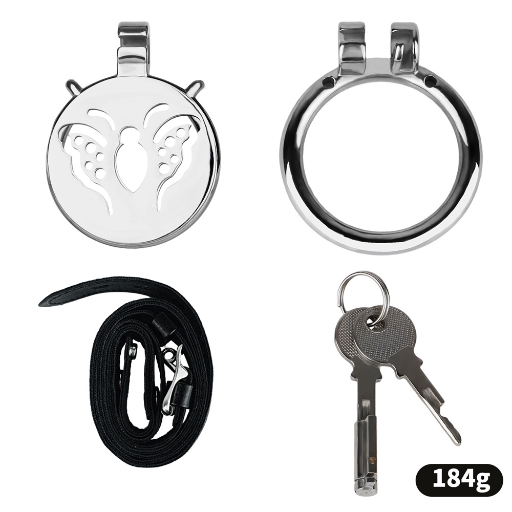 Metal Flat Butterfly Chastity Cage Small Micro Cock Lock for Men Sissy