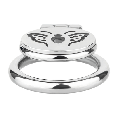 Metal Flat Butterfly Chastity Cage Small Micro Cock Lock for Men Sissy