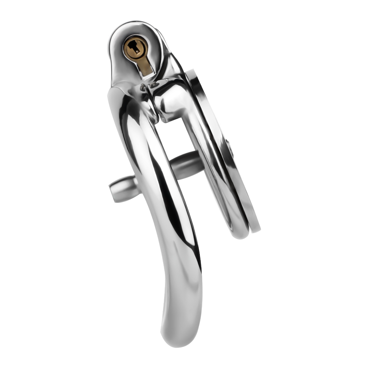 HellFire Flat Metal Chastity Cage with Catheter Tube