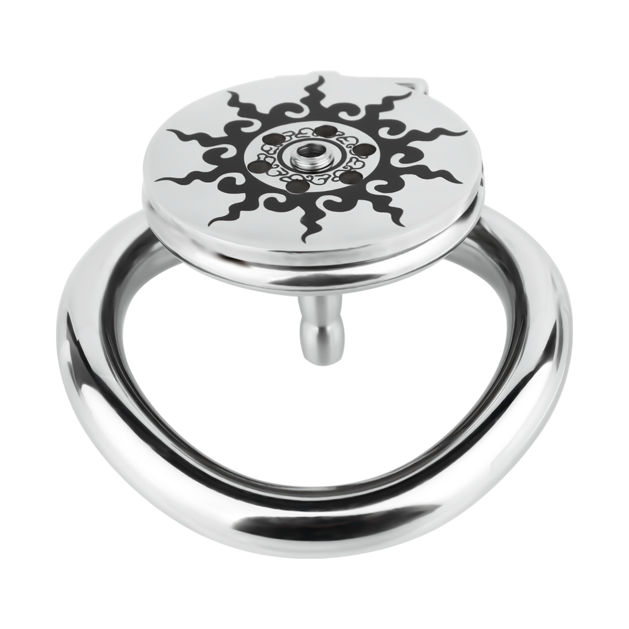 Inferno Flat Steel Chastity Cage with Removable Catheter Tube and PU Strap