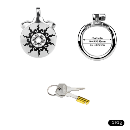 Inferno Flat Steel Chastity Cage with Removable Catheter Tube and PU Strap