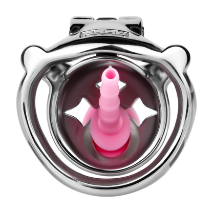 Small Metal Chastity Cage with Black or Pink Soft Pussy Catheter Cock Lock for Men and Sissy