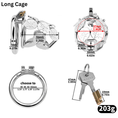 Stainless Steel Snake Shield Modern Chastity Cage Locking Male Cock Cage