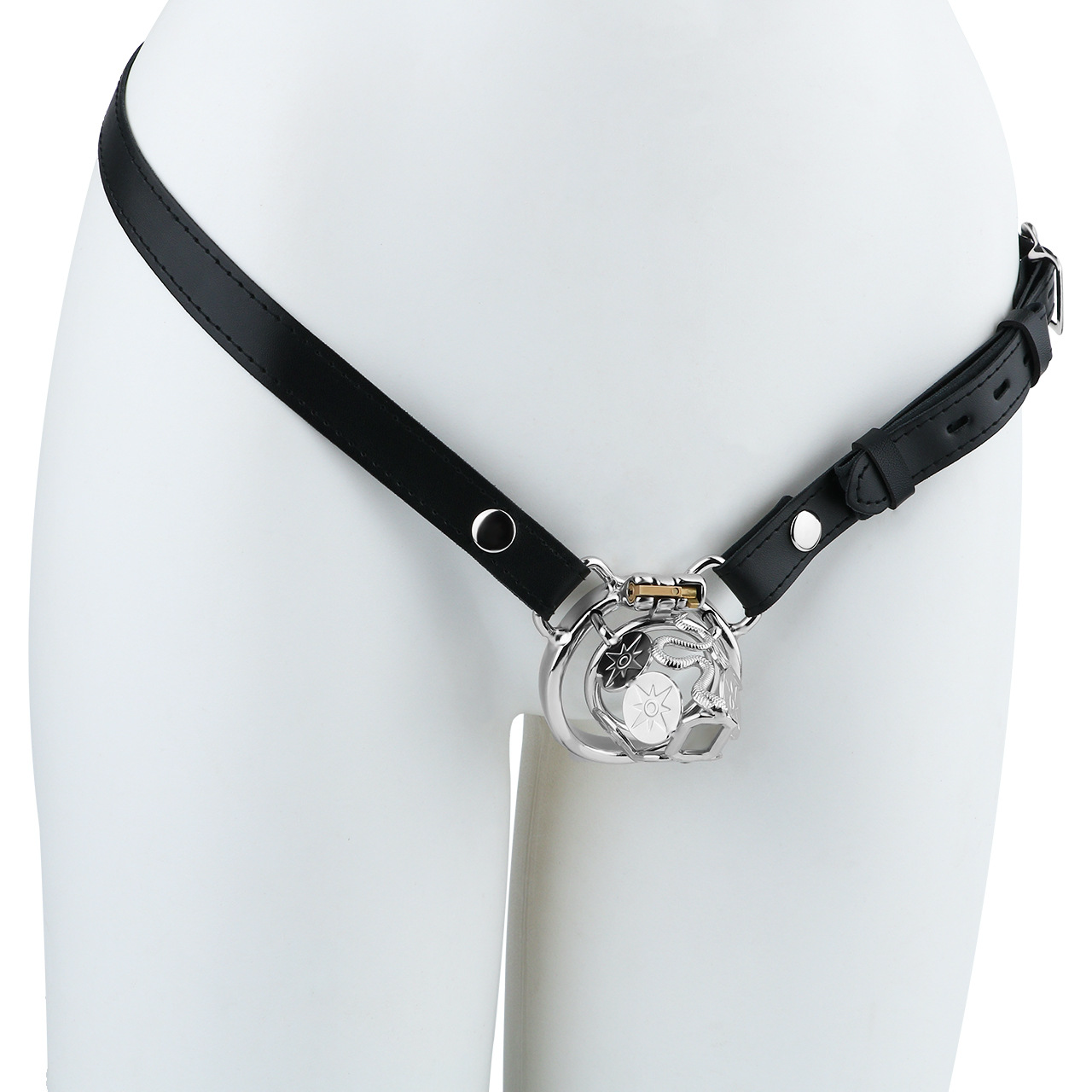 Stainless Steel Snake Shield Modern Chastity Cage Locking Male Cock Cage