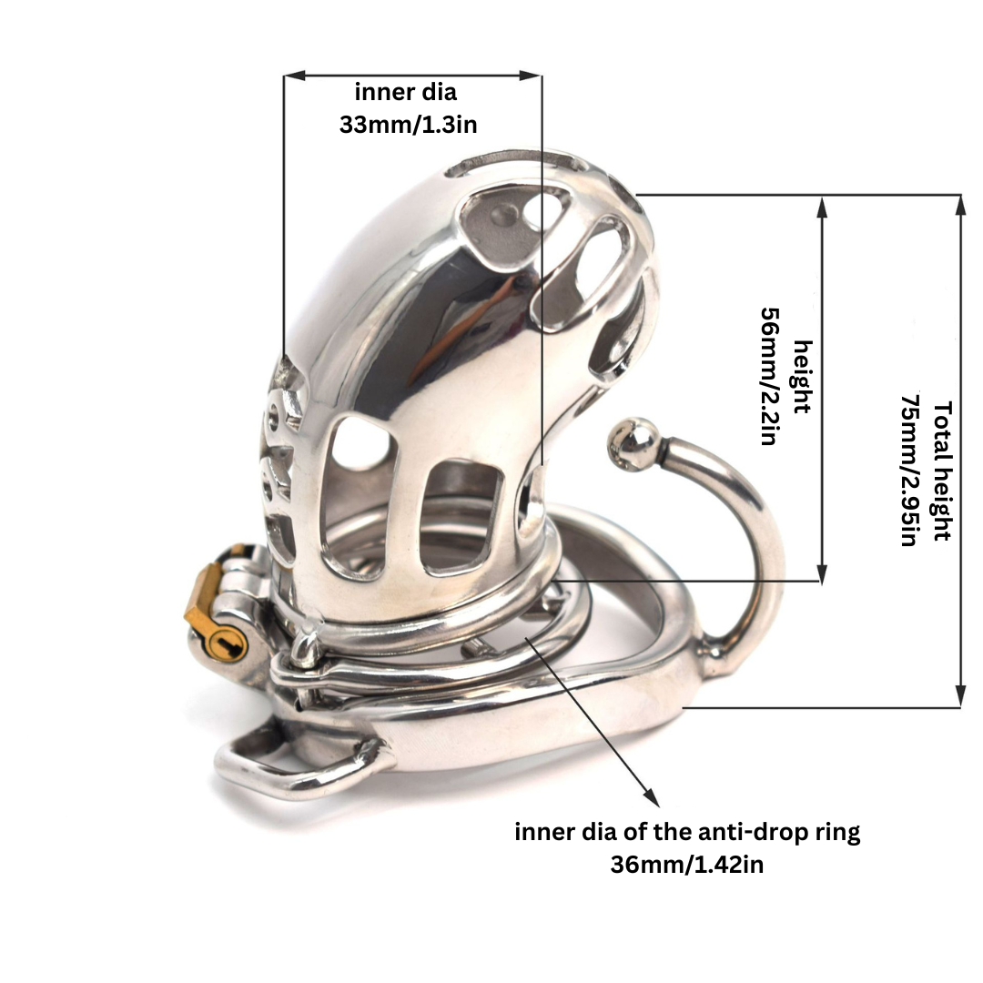 Metal Urethral Chastity Cage with Spiked Ring and PU Strap