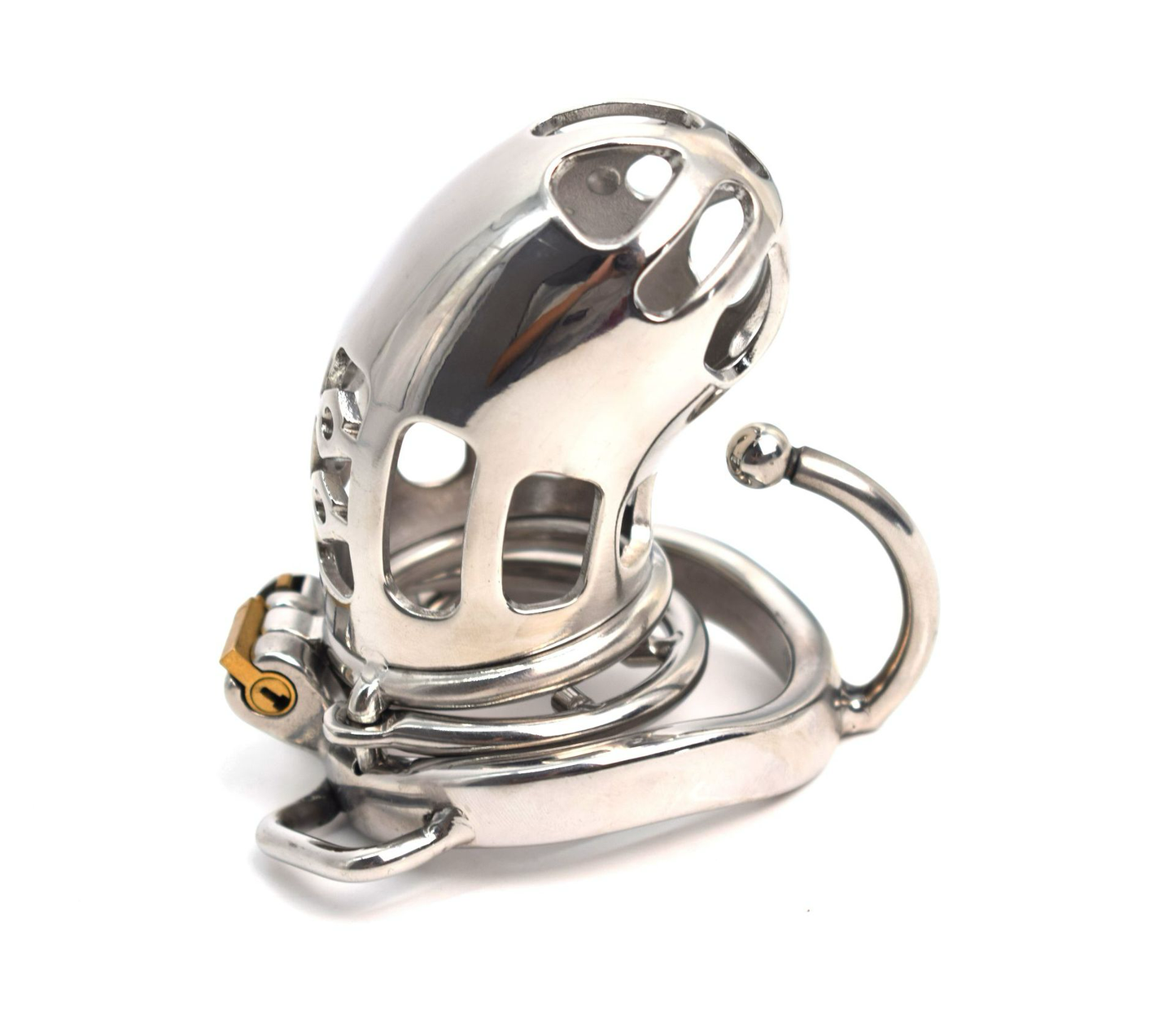 Metal Urethral Chastity Cage with Spiked Ring and PU Strap