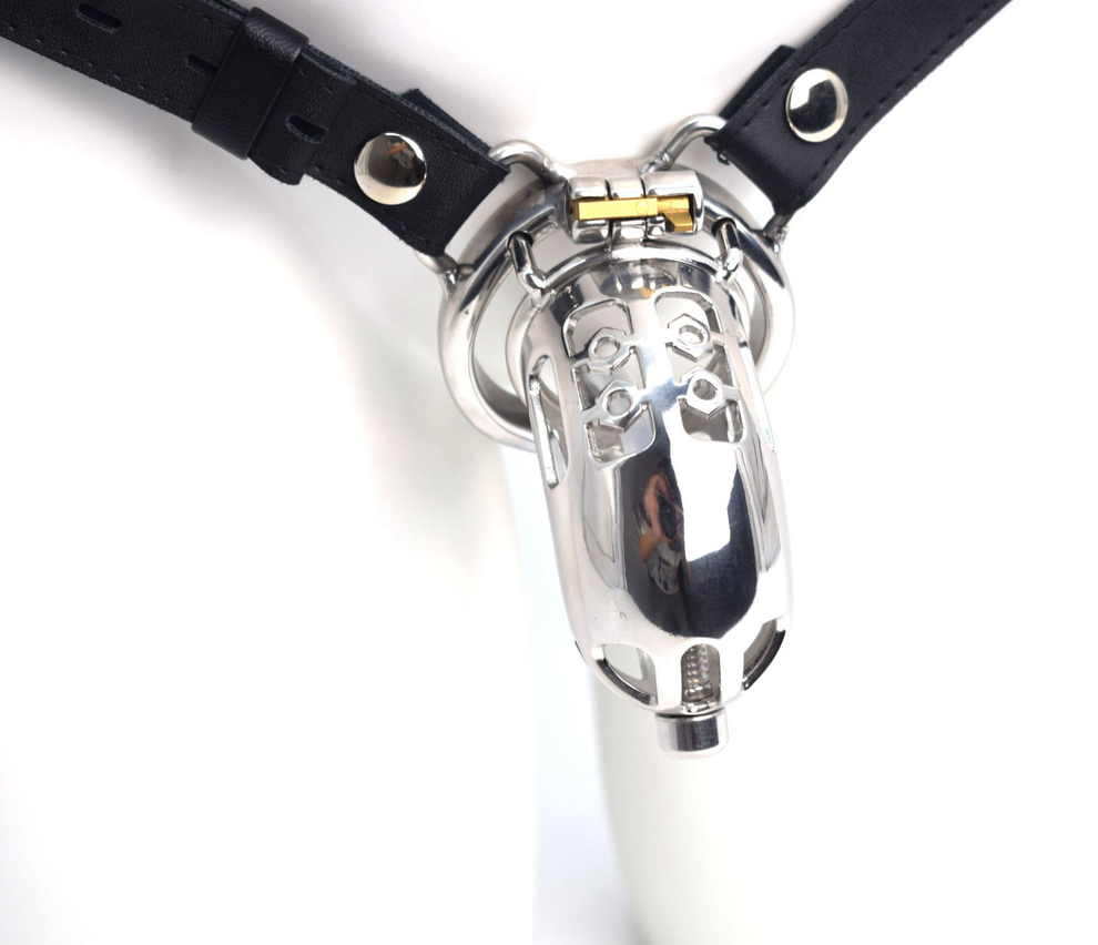 Metal Urethral Chastity Cage With Detachable Spiked Ring And PU Strap metal-urethral-chastity-cage-with-detachable-spiked-ring-and-pu-strap